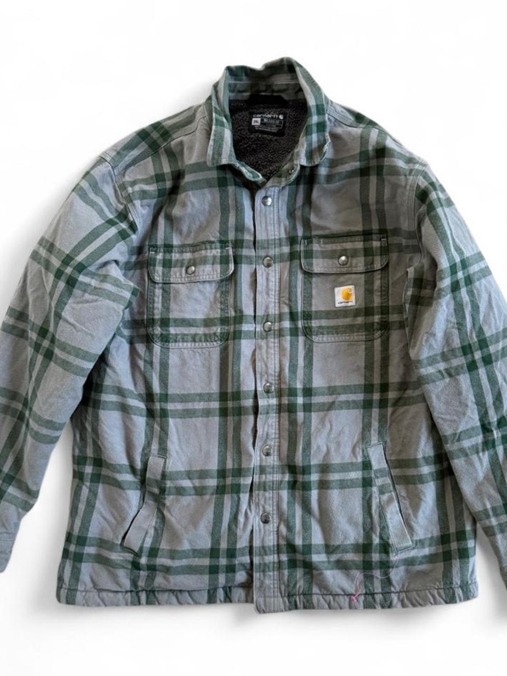 Carhartt Men's Relaxed Fit Flannel Sherpa-Lined Shirt Jacket